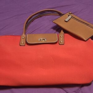 Black Rivet Red and Tan Shoulder Bag Set